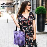 Yanfind Shopping Bag for Ladies Flower Flowers Violet Purple Texture Textures Dew Colorful Bunches Bunch Blossoms Reusable Multipurpose Heavy Duty Grocery Bag for Outdoors.
