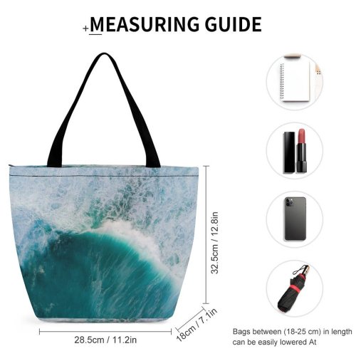 Yanfind Shopping Bag for Ladies Above From Seafoam Sea H O Ocean Turquoise Bird's Aerial Reusable Multipurpose Heavy Duty Grocery Bag for Outdoors.