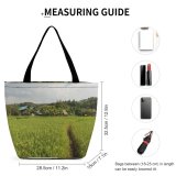 Yanfind Shopping Bag for Ladies Grassland Field Outdoors Paddy Countryside Plant Vegetation Mae La Noi Hong Son Reusable Multipurpose Heavy Duty Grocery Bag for Outdoors.