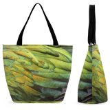 Yanfind Shopping Bag for Ladies Nicobar Pigeon Feathers Leaf Plant Flower Reusable Multipurpose Heavy Duty Grocery Bag for Outdoors.
