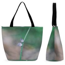 Yanfind Shopping Bag for Ladies Grass Butterfly Bug Insect Wing Perched Field Garden Outdoors Grey Reusable Multipurpose Heavy Duty Grocery Bag for Outdoors.