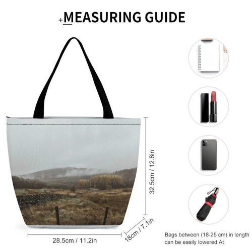 Yanfind Shopping Bag for Ladies Ground Outdoors Field Countryside Plateau Grassland Land Rural Building Soil Deep Wide Reusable Multipurpose Heavy Duty Grocery Bag for Outdoors.