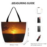 Yanfind Shopping Bag for Ladies Sunset Sunrise Sky Colour Sea Ocean Hard Light Ray Beam Horizon Reusable Multipurpose Heavy Duty Grocery Bag for Outdoors.