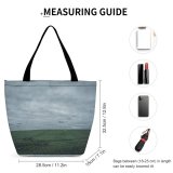 Yanfind Shopping Bag for Ladies Grey Field Grassland Outdoors Countryside Paddy Land Agriculture Reusable Multipurpose Heavy Duty Grocery Bag for Outdoors.