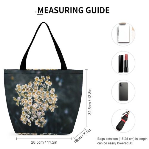 Yanfind Shopping Bag for Ladies Flower Plant Flora Asteraceae Aster Bouquet Wild Flowers Depth Field Dark Reusable Multipurpose Heavy Duty Grocery Bag for Outdoors.
