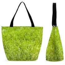 Yanfind Shopping Bag for Ladies Grass Field Ground Lawn Meadow Spring Summer Soccer Voetbal Plant Family Reusable Multipurpose Heavy Duty Grocery Bag for Outdoors.