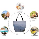 Yanfind Shopping Bag for Ladies Grey Plant Tree Abies Fir Outdoors Conifer Slope Range Adventure Leisure Reusable Multipurpose Heavy Duty Grocery Bag for Outdoors.