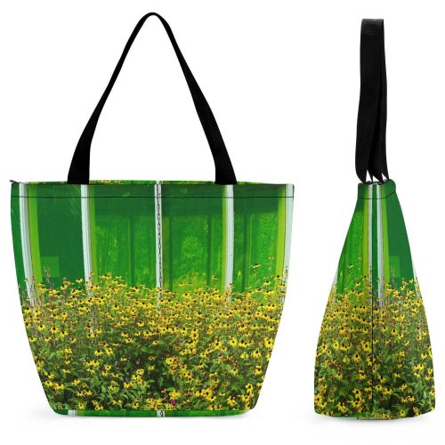 Yanfind Shopping Bag for Ladies Flowers Glass Flower Plant Wildflower Flowering Meadow Mustard Reusable Multipurpose Heavy Duty Grocery Bag for Outdoors.
