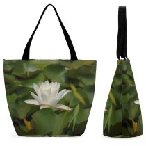 Yanfind Shopping Bag for Ladies Flowers Zen Flower Fragrant Lily Sacred Lotus Aquatic Plant Family Petal Reusable Multipurpose Heavy Duty Grocery Bag for Outdoors.