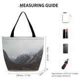 Yanfind Shopping Bag for Ladies Grey Outdoors Range Slope Peak Snow Plateau Building Housing Reusable Multipurpose Heavy Duty Grocery Bag for Outdoors.