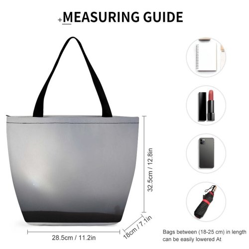 Yanfind Shopping Bag for Ladies Fog Tree Field Sky Atmospheric Atmosphere Mist Cloud Morning Daytime Horizon Reusable Multipurpose Heavy Duty Grocery Bag for Outdoors.