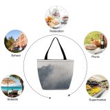Yanfind Shopping Bag for Ladies Grey Fog Outdoors Mist Art Landscape Wildscape Moody Chill Dramatic Drama Melancholy Reusable Multipurpose Heavy Duty Grocery Bag for Outdoors.