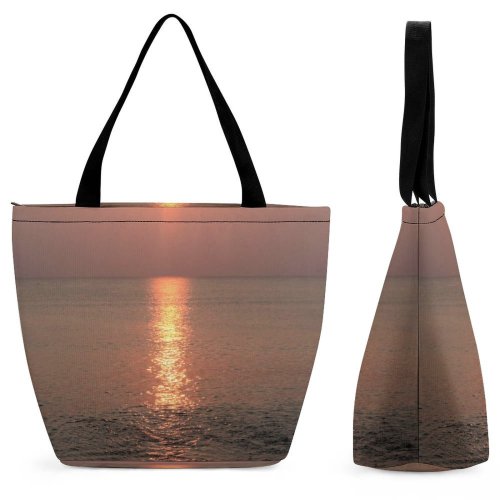 Yanfind Shopping Bag for Ladies Sunrise Sunlight Sky Ocean Morning Horizon Sea Sunset Calm Reusable Multipurpose Heavy Duty Grocery Bag for Outdoors.