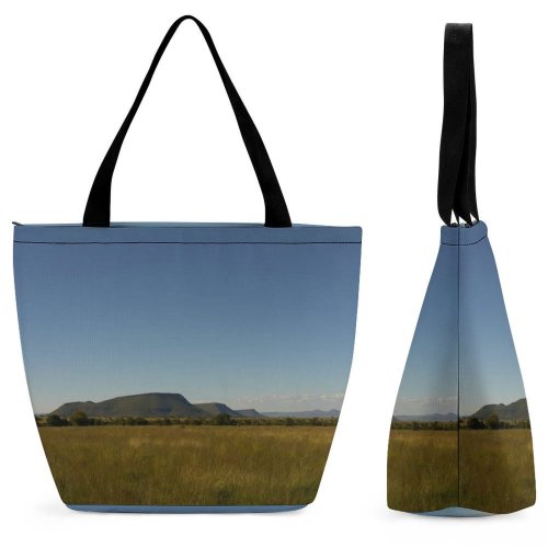 Yanfind Shopping Bag for Ladies Grassland Outdoors Field Countryside Grey Grass Plant Savanna Land Rural Landscape Reusable Multipurpose Heavy Duty Grocery Bag for Outdoors.