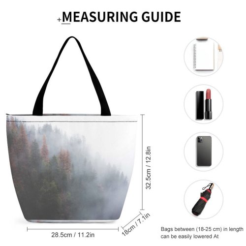 Yanfind Shopping Bag for Ladies Fog Mist Grey Cloud Tree Outdoors Forest Fall California Unsplash PNW Reusable Multipurpose Heavy Duty Grocery Bag for Outdoors.