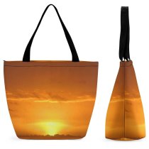Yanfind Shopping Bag for Ladies Sunset Sky Clouds Gold Golden Landscape Afterglow Horizon Sunrise Morning Cloud Evening Reusable Multipurpose Heavy Duty Grocery Bag for Outdoors.
