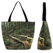 Yanfind Shopping Bag for Ladies Trees Hiking Forest Natural Tree Old Growth Jungle Vegetation Valdivian Reusable Multipurpose Heavy Duty Grocery Bag for Outdoors.