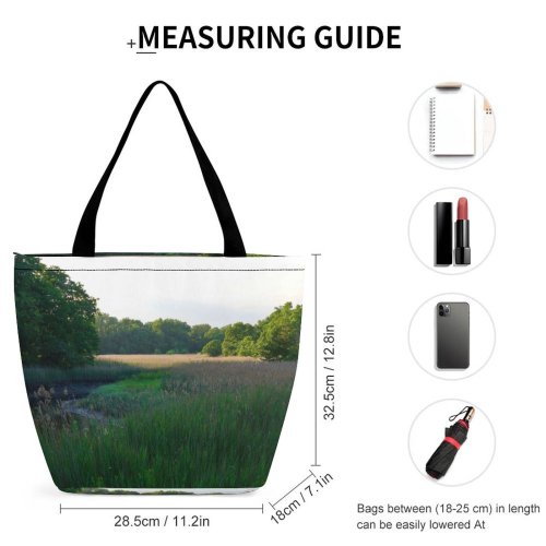 Yanfind Shopping Bag for Ladies Grass Plant Field Outdoors Grassland Countryside Farm Rural Land Meadow Rye Ny Reusable Multipurpose Heavy Duty Grocery Bag for Outdoors.