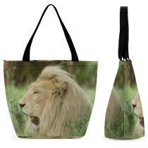 Yanfind Shopping Bag for Ladies Lion King Beast Mane Savannah Africa Big Cat Vertebrate Wildlife Masai Felidae Reusable Multipurpose Heavy Duty Grocery Bag for Outdoors.