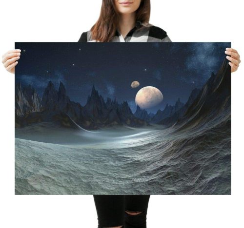 yanfind A1 Sci Fi Landscape Moon Scene Poster Art Print 60 X 90cm 180gsm Fun