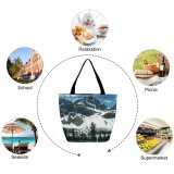 Yanfind Shopping Bag for Ladies Canadian Rocky Rockies Rock Mountains Snow Clouds Sky Reusable Multipurpose Heavy Duty Grocery Bag for Outdoors.