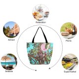 Yanfind Shopping Bag for Ladies Young Tree Kitty Outdoors Balloon Shot Tabby Garden Wood Cute Little Branch Reusable Multipurpose Heavy Duty Grocery Bag for Outdoors.