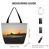 Yanfind Shopping Bag for Ladies Pulp Mill Pollution Sunset Sky Horizon Sea Evening Dusk Sunrise Morning Beach Reusable Multipurpose Heavy Duty Grocery Bag for Outdoors.