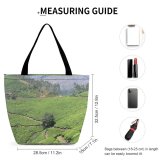 Yanfind Shopping Bag for Ladies Tea Gardens Hill Station Highland Natural Landscape Plantation Mountainous Landforms Vegetation Wilderness Reusable Multipurpose Heavy Duty Grocery Bag for Outdoors.