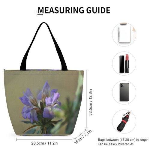 Yanfind Shopping Bag for Ladies Flower Violet Plant Tree Garden Natural Flowering Petal Purple Wildflower Spring Gentian Reusable Multipurpose Heavy Duty Grocery Bag for Outdoors.
