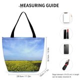 Yanfind Shopping Bag for Ladies Rape Rapeseed Flower Flowers Field Sky Crop Farm Canola Natural Landscape Mustard Reusable Multipurpose Heavy Duty Grocery Bag for Outdoors.