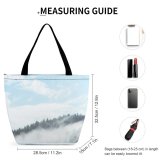 Yanfind Shopping Bag for Ladies Fog Outdoors Oregon Mist Cape Usa Plant Abies Fir Tree Landscape Reusable Multipurpose Heavy Duty Grocery Bag for Outdoors.