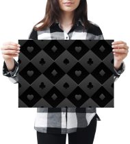 yanfind A3 - Black Playing Card Pattern Poker Art Print 42 X 29.7 cm 280gsm satin gloss photo paper