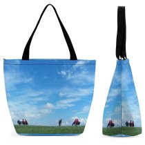 Yanfind Shopping Bag for Ladies Freedom Humans Sea Shore Grass Sky Relaxed Enjoy Enjoying Happy Reusable Multipurpose Heavy Duty Grocery Bag for Outdoors.