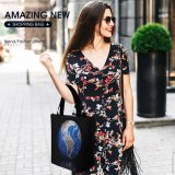 Yanfind Shopping Bag for Ladies Globe Communication Design Isolated Planet Atmosphere Astronomical Space Interior Reusable Multipurpose Heavy Duty Grocery Bag for Outdoors.