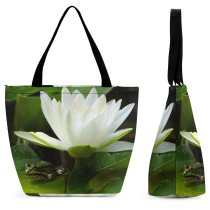 Yanfind Shopping Bag for Ladies Fragrant Lily Flower Aquatic Plant Petal Sacred Lotus Leaf Reusable Multipurpose Heavy Duty Grocery Bag for Outdoors.