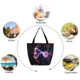 Yanfind Shopping Bag for Ladies Light Powerful Electrical Electricity Bolt Thunder Force Darkness Energy Current Fingers Reusable Multipurpose Heavy Duty Grocery Bag for Outdoors.