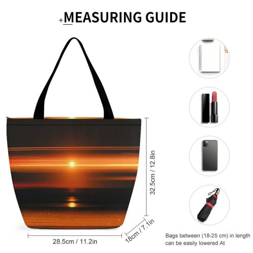 Yanfind Shopping Bag for Ladies Fraser Island Dark Night Sea Beach Sand Car Lights Light Reflection Reusable Multipurpose Heavy Duty Grocery Bag for Outdoors.