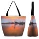 Yanfind Shopping Bag for Ladies Afterglow Scenery Sunset Ripples Peaceful Sunrise Tranquil Outdoors Scenic Idyllic Fishing Lake Reusable Multipurpose Heavy Duty Grocery Bag for Outdoors.