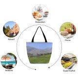 Yanfind Shopping Bag for Ladies Tea Gardens Hill Station Highland Mountainous Landforms Grassland Natural Landscape Valley Reusable Multipurpose Heavy Duty Grocery Bag for Outdoors.