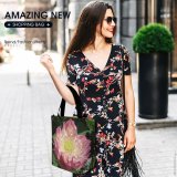 Yanfind Shopping Bag for Ladies Flower Waterlily Flowering Plant Petal Botany Wildflower Aquatic Annual Lily Reusable Multipurpose Heavy Duty Grocery Bag for Outdoors.