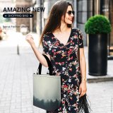 Yanfind Shopping Bag for Ladies Fog Mist Forest Pergine Valsugana Italy Sky Muted Cloudy Wood Grey Outdoors Reusable Multipurpose Heavy Duty Grocery Bag for Outdoors.