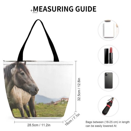 Yanfind Shopping Bag for Ladies Horse Colt Bansko Bulgaria Foal Hills Stallion Reusable Multipurpose Heavy Duty Grocery Bag for Outdoors.