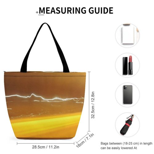 Yanfind Shopping Bag for Ladies Highway Lights Traffic City Sky Light Amber Atmosphere Horizon Calm Evening Reusable Multipurpose Heavy Duty Grocery Bag for Outdoors.