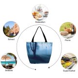 Yanfind Shopping Bag for Ladies Fog Outdoors Mist Path Public Domain Reusable Multipurpose Heavy Duty Grocery Bag for Outdoors.
