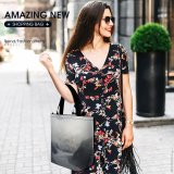 Yanfind Shopping Bag for Ladies Grey Outdoors Snow Fog Avalanche Forest Reusable Multipurpose Heavy Duty Grocery Bag for Outdoors.