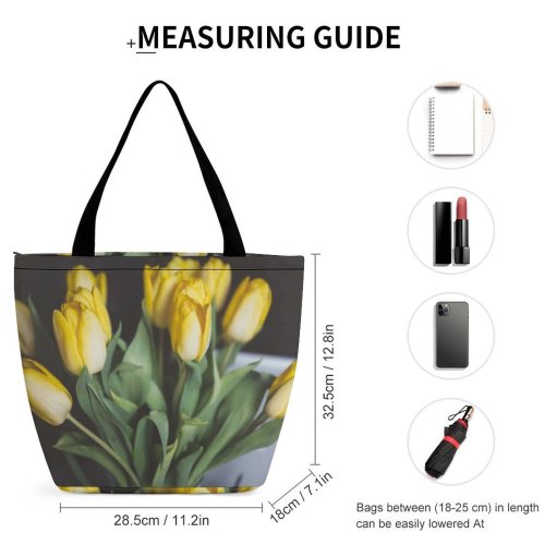 Yanfind Shopping Bag for Ladies Flower Flora Plant Tulip Tulips Tullips Bouquet Crocus Floral Spring Petal Reusable Multipurpose Heavy Duty Grocery Bag for Outdoors.
