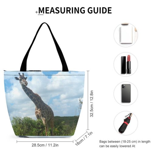 Yanfind Shopping Bag for Ladies Giraffe Giraffes Wild Africa Tanzania Safari Giraffidae Terrestrial Wildlife Wilderness Adaptation Grassland Reusable Multipurpose Heavy Duty Grocery Bag for Outdoors.