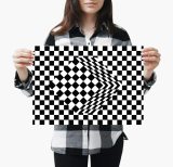 yanfind A3| Checker Cube Poster Print Size A3 Optical Illusion Poster