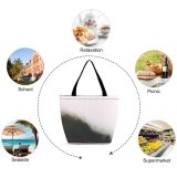 Yanfind Shopping Bag for Ladies Fog Mist Outdoors Forest Woodland Tree Mystery Hills Cloud Landscape Reusable Multipurpose Heavy Duty Grocery Bag for Outdoors.