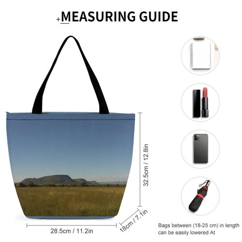 Yanfind Shopping Bag for Ladies Grassland Outdoors Field Countryside Grey Grass Plant Savanna Land Rural Landscape Reusable Multipurpose Heavy Duty Grocery Bag for Outdoors.